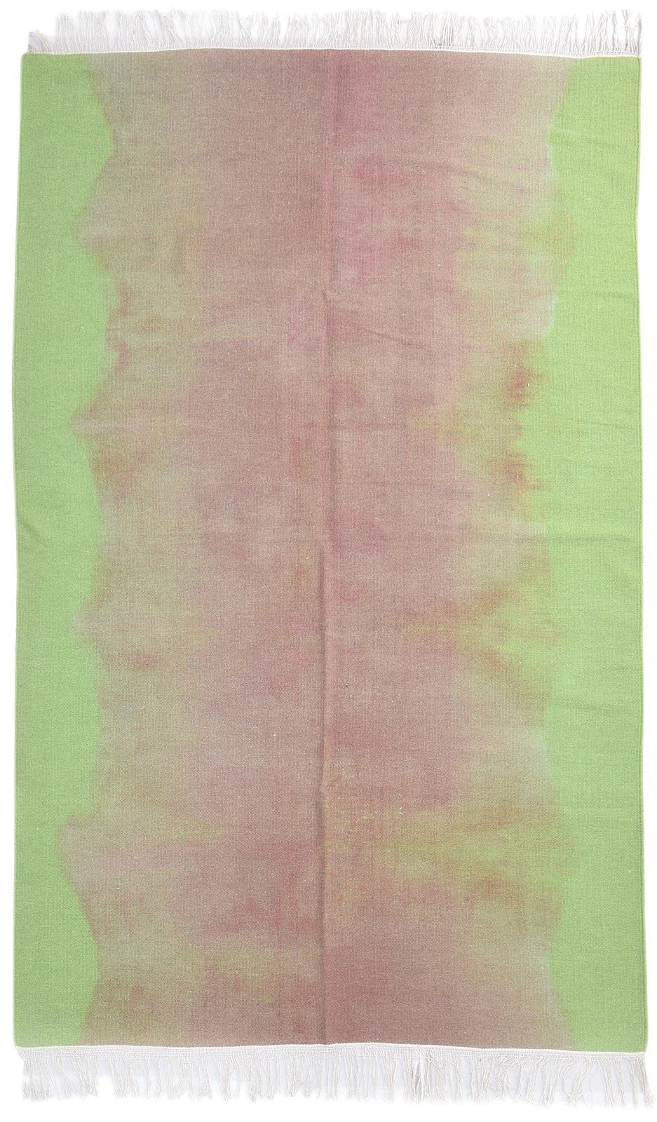 Green Wool Rug 5' X 8' Modern Dhurrie Shibori Ombre Room Size Carpet   7865164988565