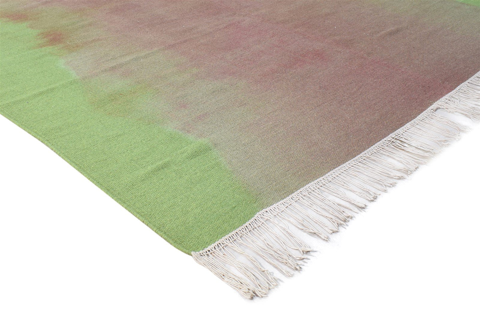 Green Wool Rug 5' X 8' Modern Dhurrie Shibori Ombre Room Size Carpet   7865164988565