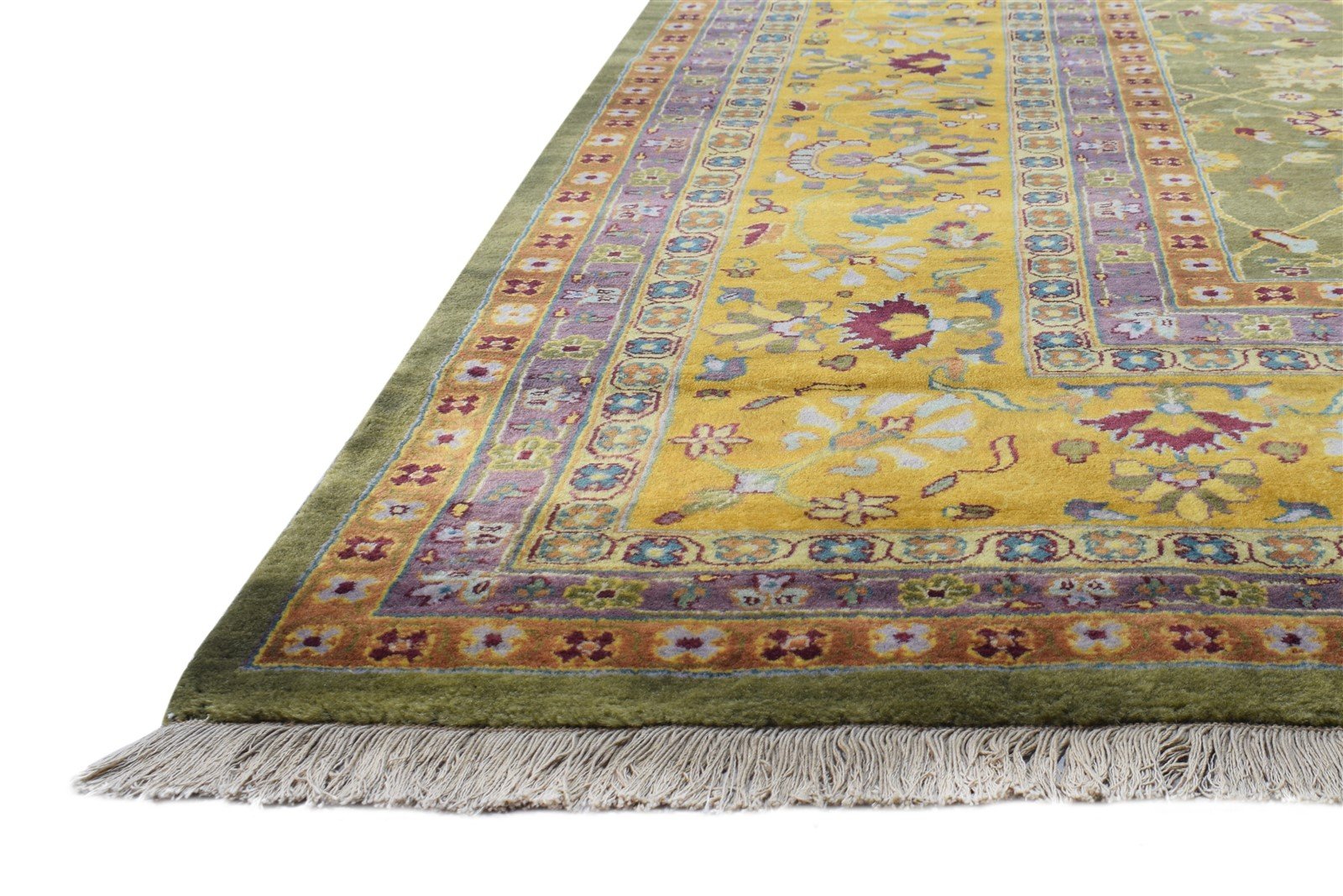 Green Wool Rug 8' X 10' Persian Hand Knotted Kashan Oriental Large Carpet   7864676909205