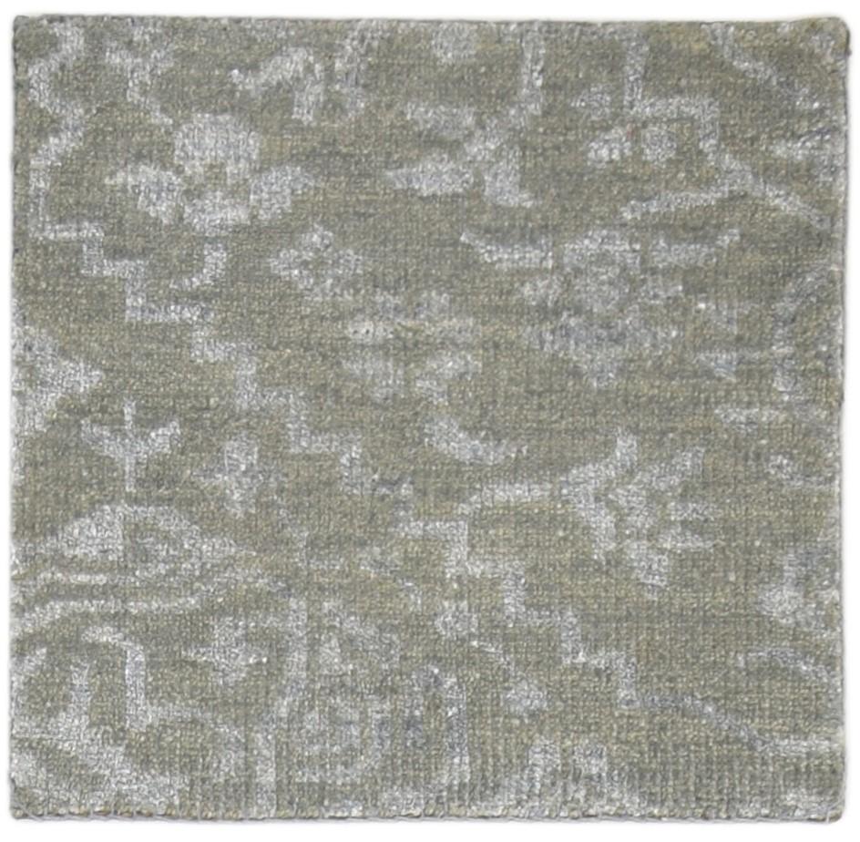 Green Wool / Silk Rug 2' X 2' Modern Hand Knotted Moroccan Trellis Small Carpet   7864123883669