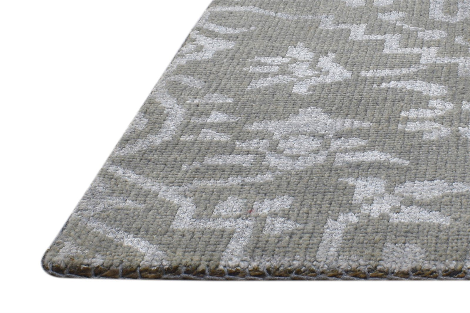 Green Wool / Silk Rug 2' X 2' Modern Hand Knotted Moroccan Trellis Small Carpet   7864123883669