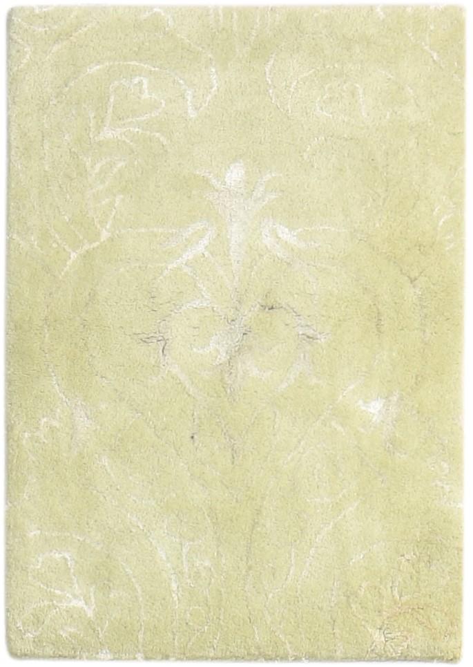Green Wool / Silk Rug 2' X 3' Modern Hand Tufted French Floral Small Carpet   7865141854357
