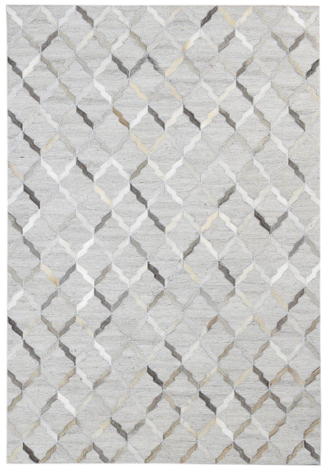 Grey Leather / Cotton Rug 4X6 Modern Hand Woven Moroccan Trellis Room Size   7864092295317