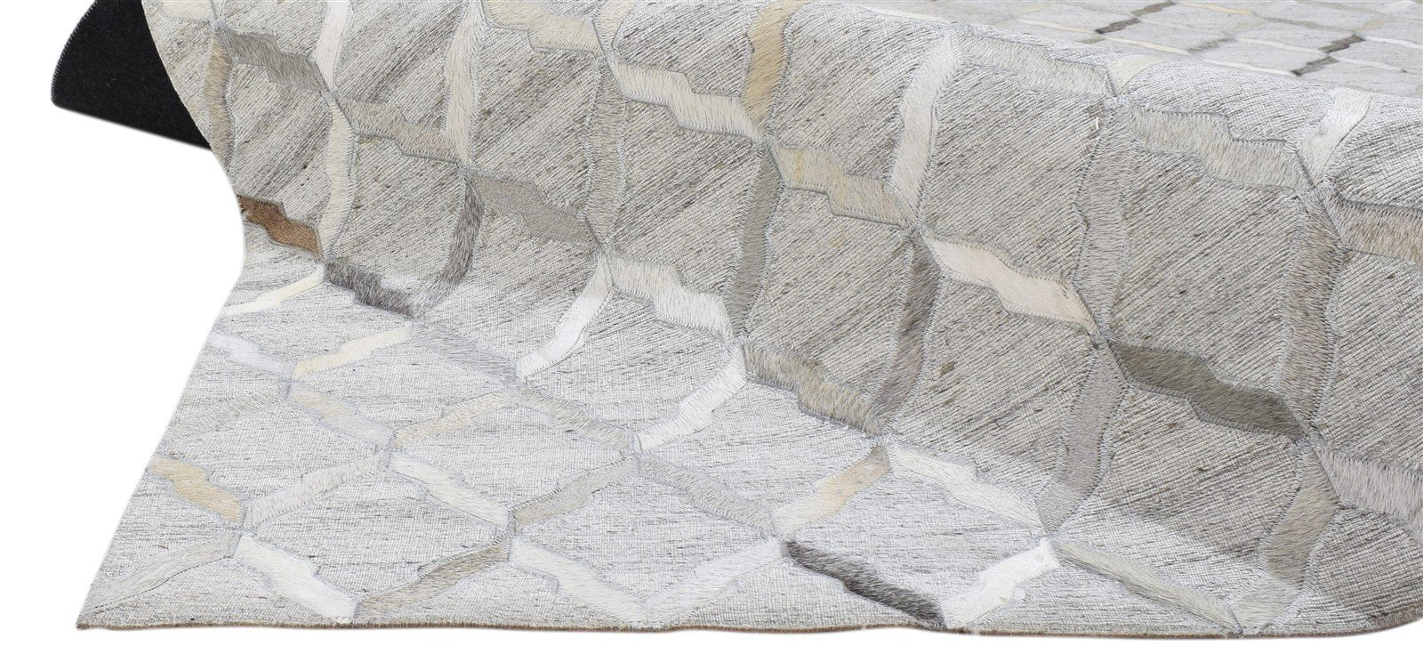 Grey Leather / Cotton Rug 5X8 Modern Hand Woven Moroccan Trellis Room Size   7860683374741
