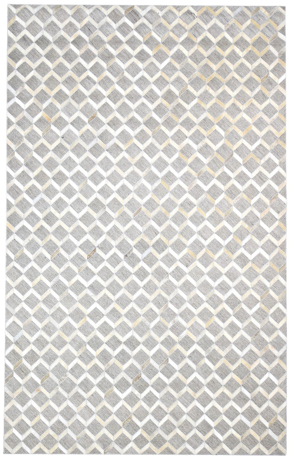 Grey Leather / Cotton Rug 5X8 Modern Hand Woven Moroccan Trellis Room Size   7864114872469