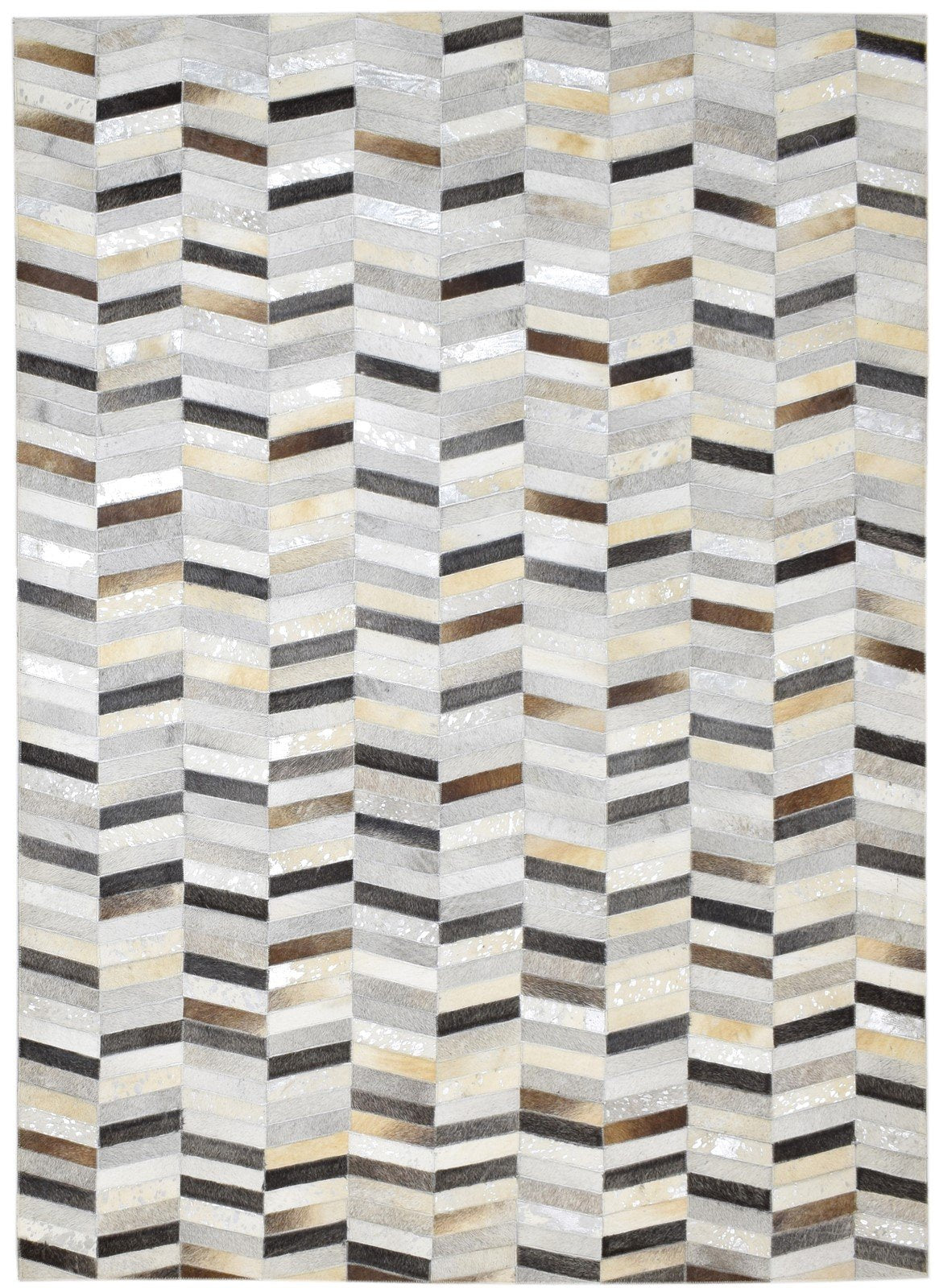 Grey Leather Rug 5' X 7' Modern Hand Woven French Chevron Room Size Carpet   7860683276437