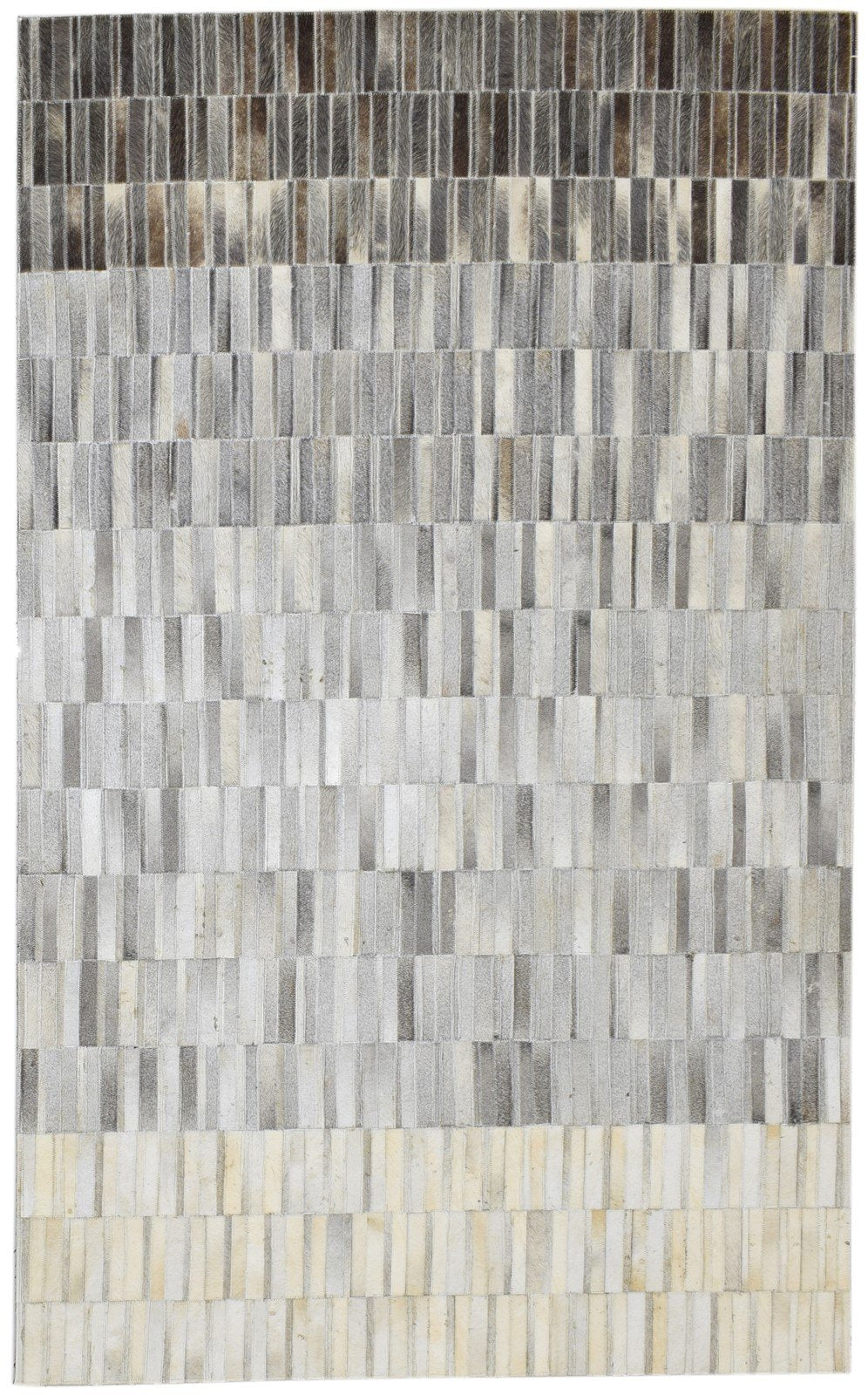 Grey Leather Rug 5X8 Modern Hand Woven Scandinavian Abstract Room Size Carpet   7860682752149