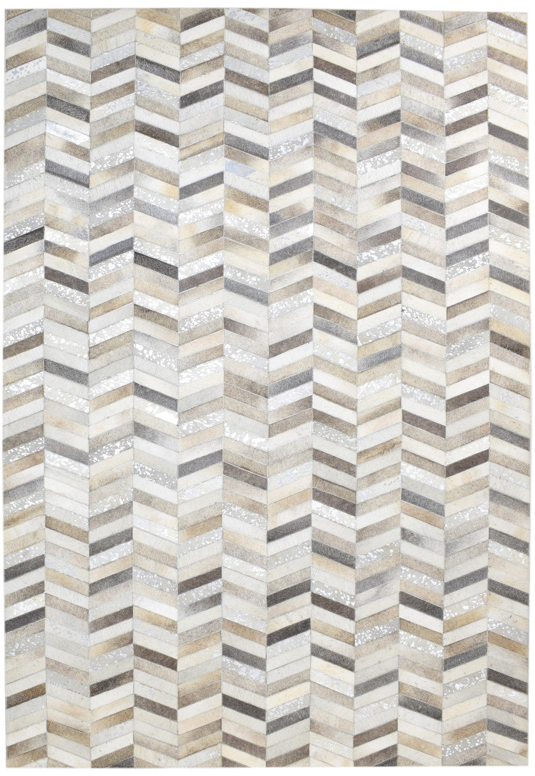 Grey Leather Rug 6' X 9' Modern Hand Woven French Chevron Room Size Carpet   7860682326165