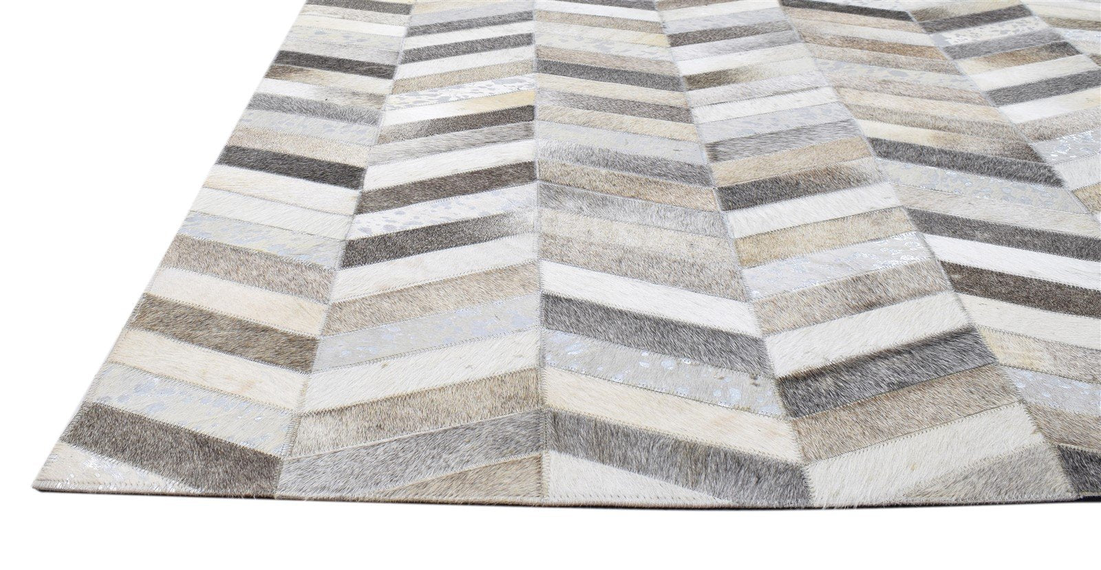Grey Leather Rug 6' X 9' Modern Hand Woven French Chevron Room Size Carpet   7860682326165