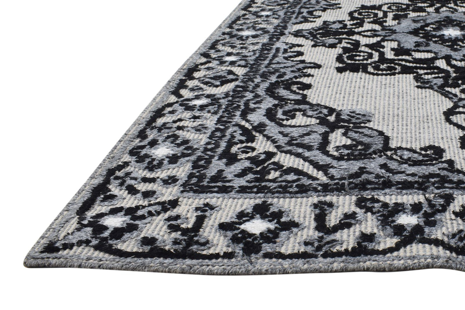Grey Polyester Rug 4X6 Persian Hand Knotted Oriental Medallion Room Size Carpet   7865078644885