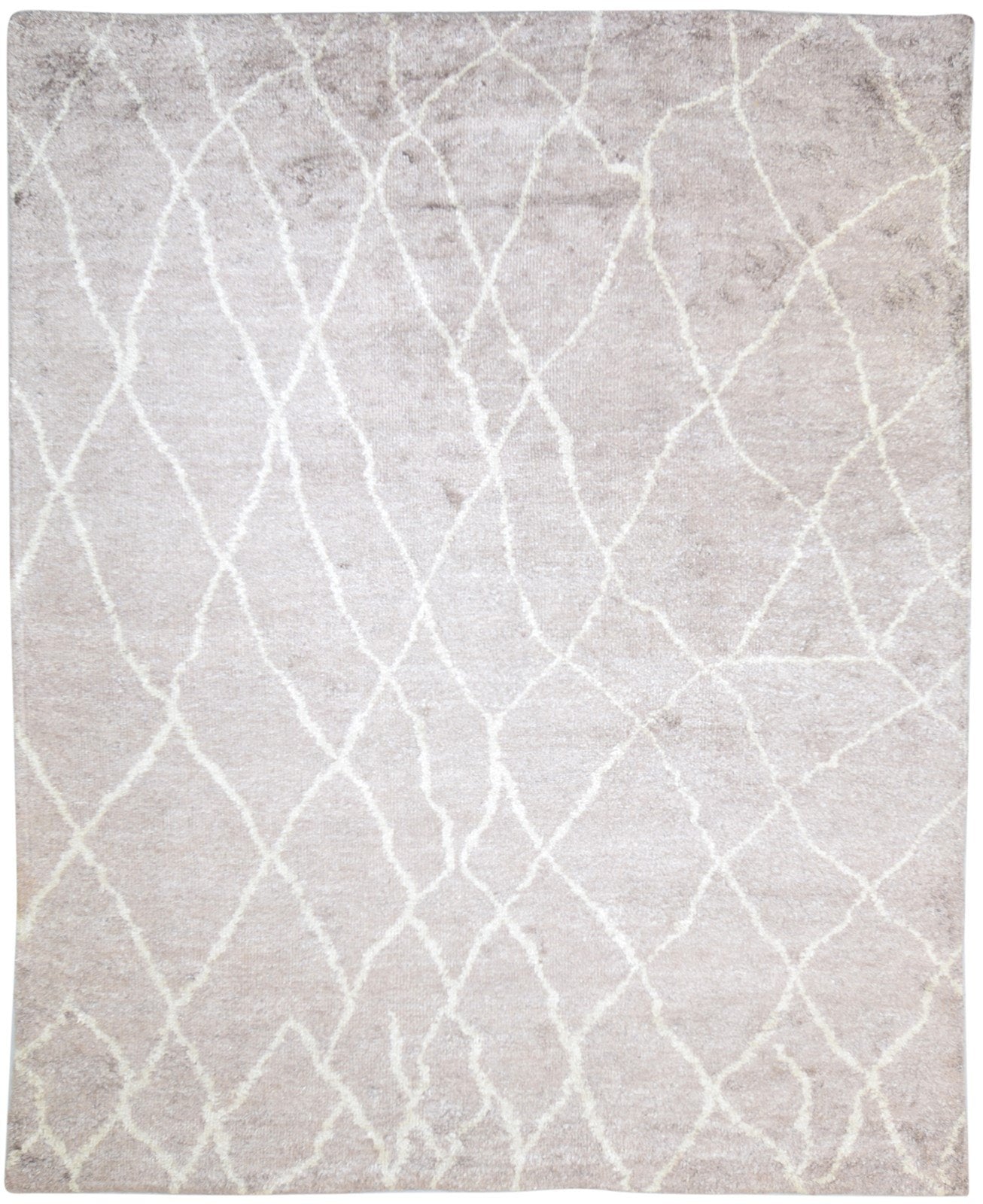 Grey Rayon From Bamboo Rug 8X10 Modern Hand Knotted Moroccan Abstract Large   7864788975765
