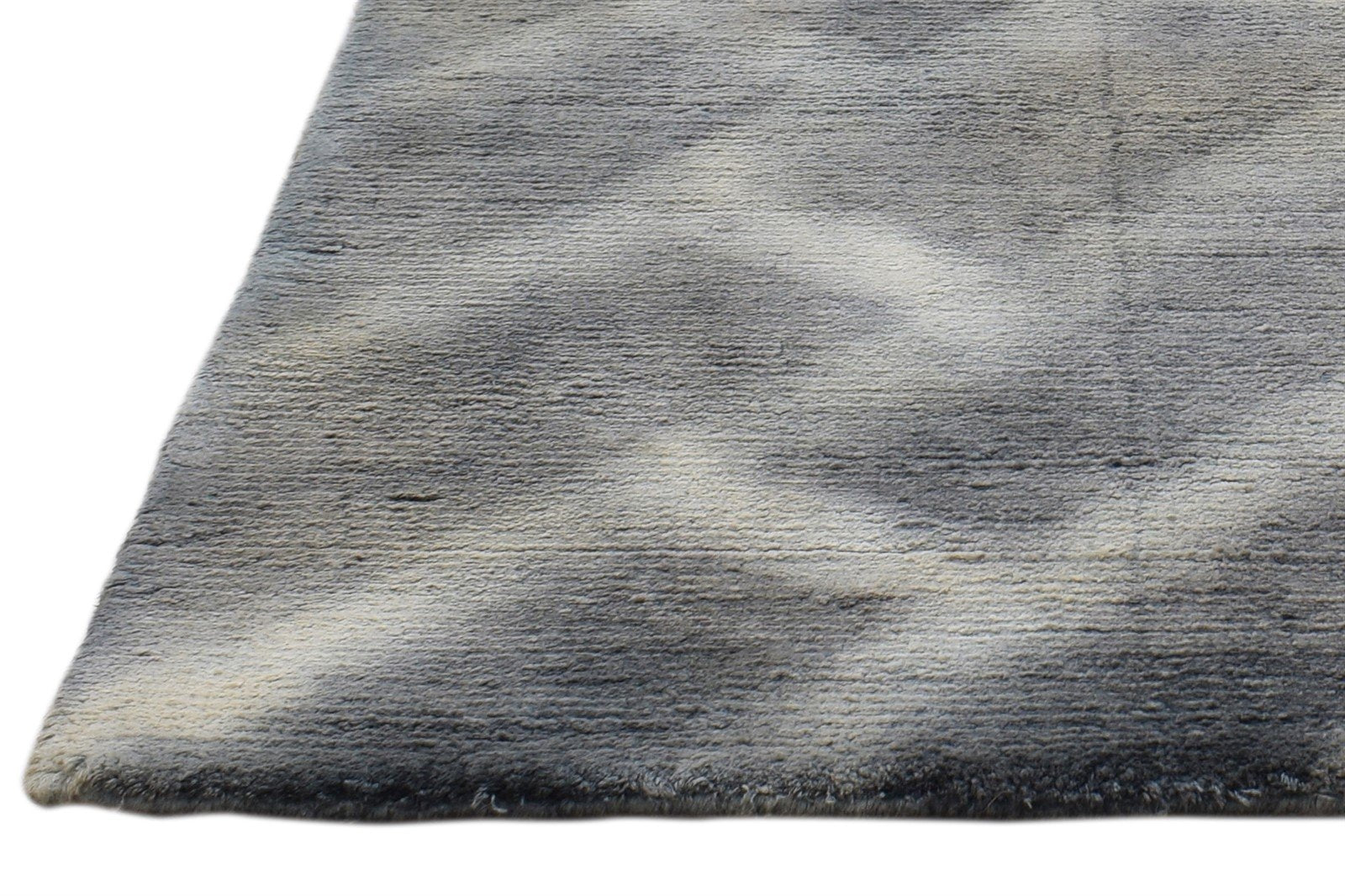 Grey Silk Rug 2' X 3' Modern Handloom Shibori Tie Dye Small Carpet   7860698153109