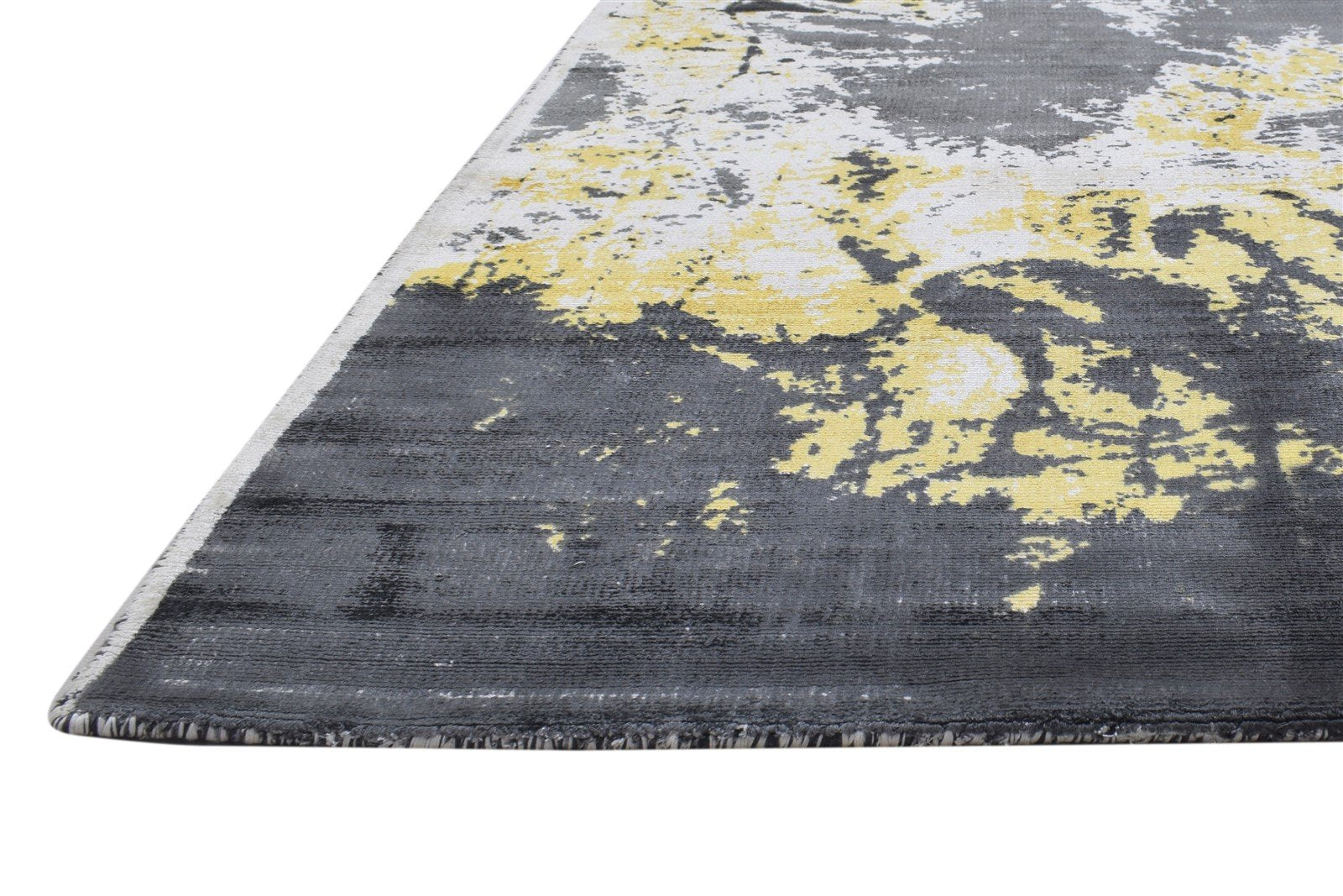 Grey Silk Rug 5' X 6' Modern Hand Woven Indian Abstract Room Size Carpet   7864162123925