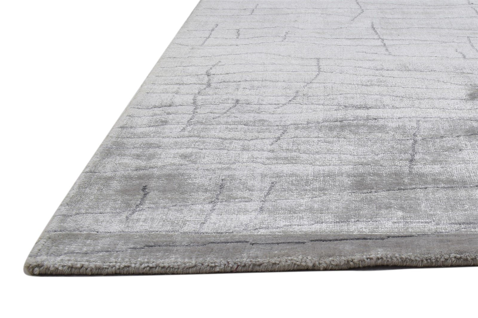 Grey Silk Rug 5' X 6' Modern Handloom Scandinavian Abstract Room Size Carpet   7864157831317