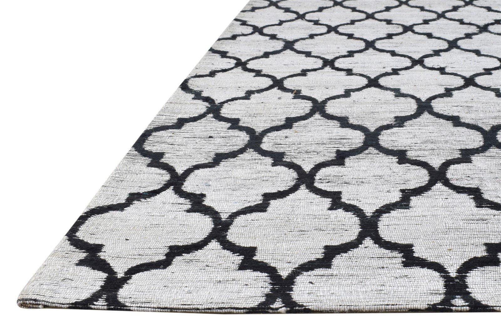 Grey Silk Rug 5' X 7' Modern Hand Woven Moroccan Scroll Tile Room Size Carpet   7864666292373