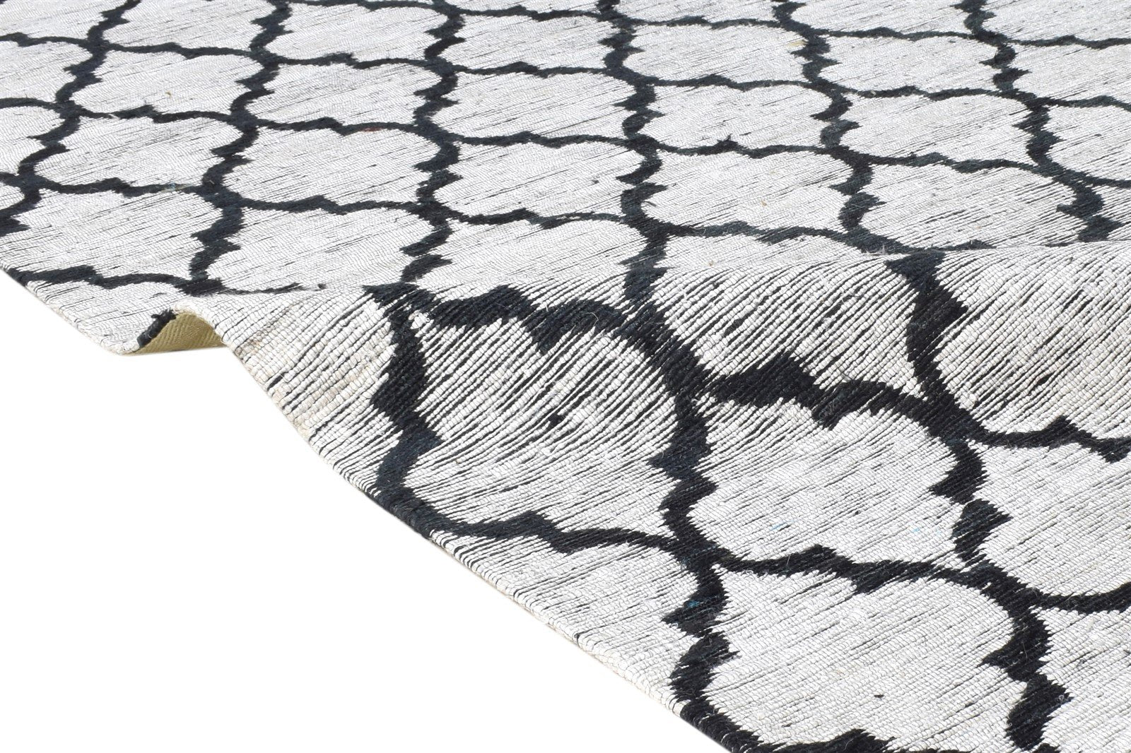 Grey Silk Rug 5' X 7' Modern Hand Woven Moroccan Scroll Tile Room Size Carpet   7864666292373