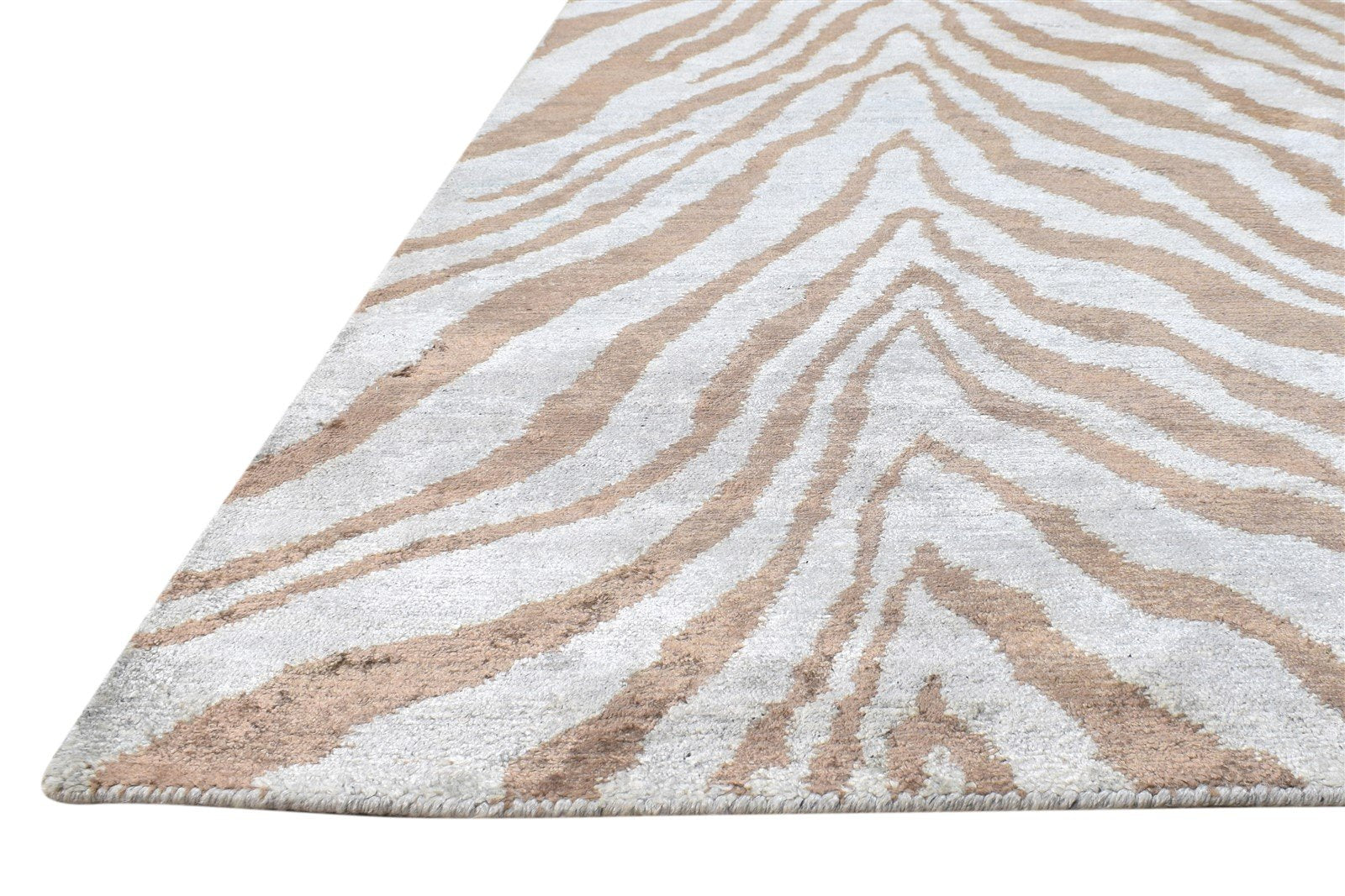 Grey Silk Rug 5' X 8' Modern Hand Knotted Indian Animal Print Room Size Carpet   7865066127509
