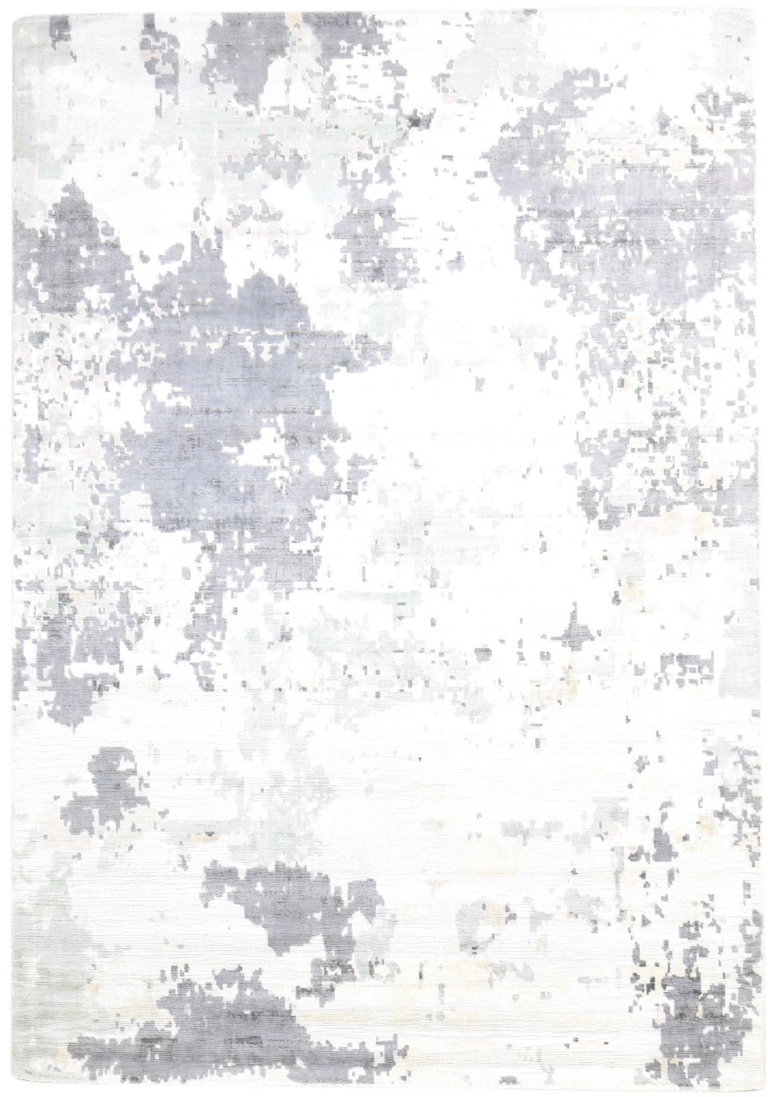 Grey Silk Rug 5' X 8' Modern Handloom Scandinavian Abstract Room Size Carpet   7865140609173