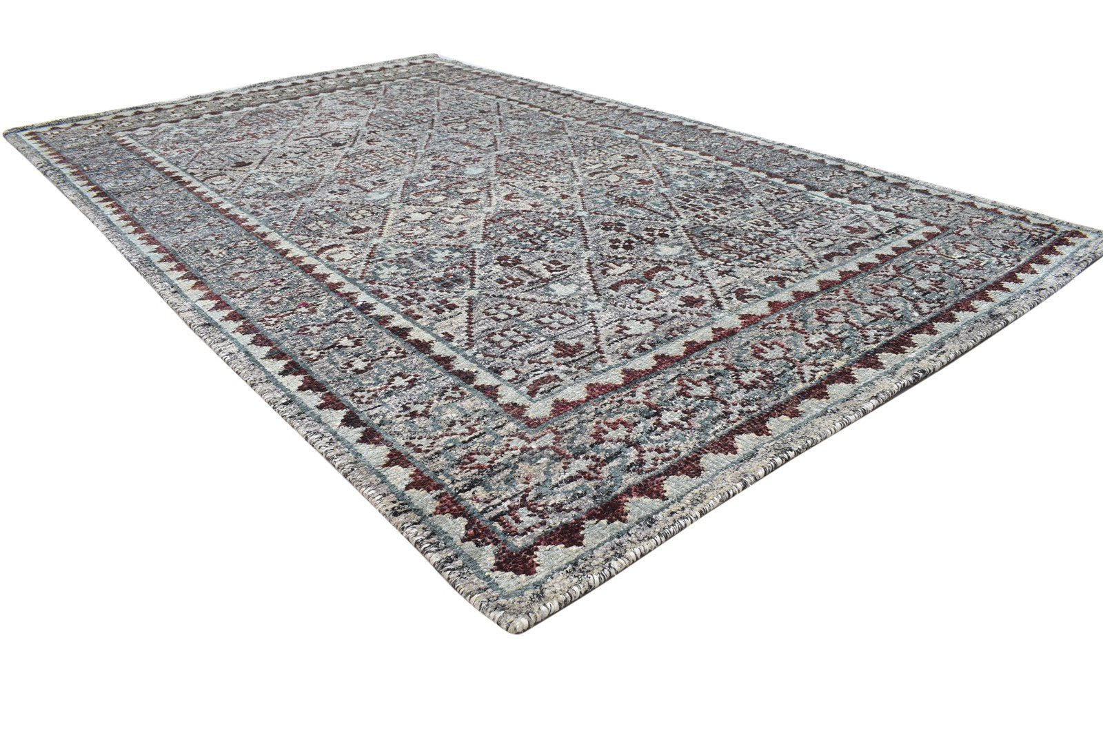 Kamillah Grey Silk Rug 5' X 8' Persian Hand Knotted Bohemian Oriental   7864098554005