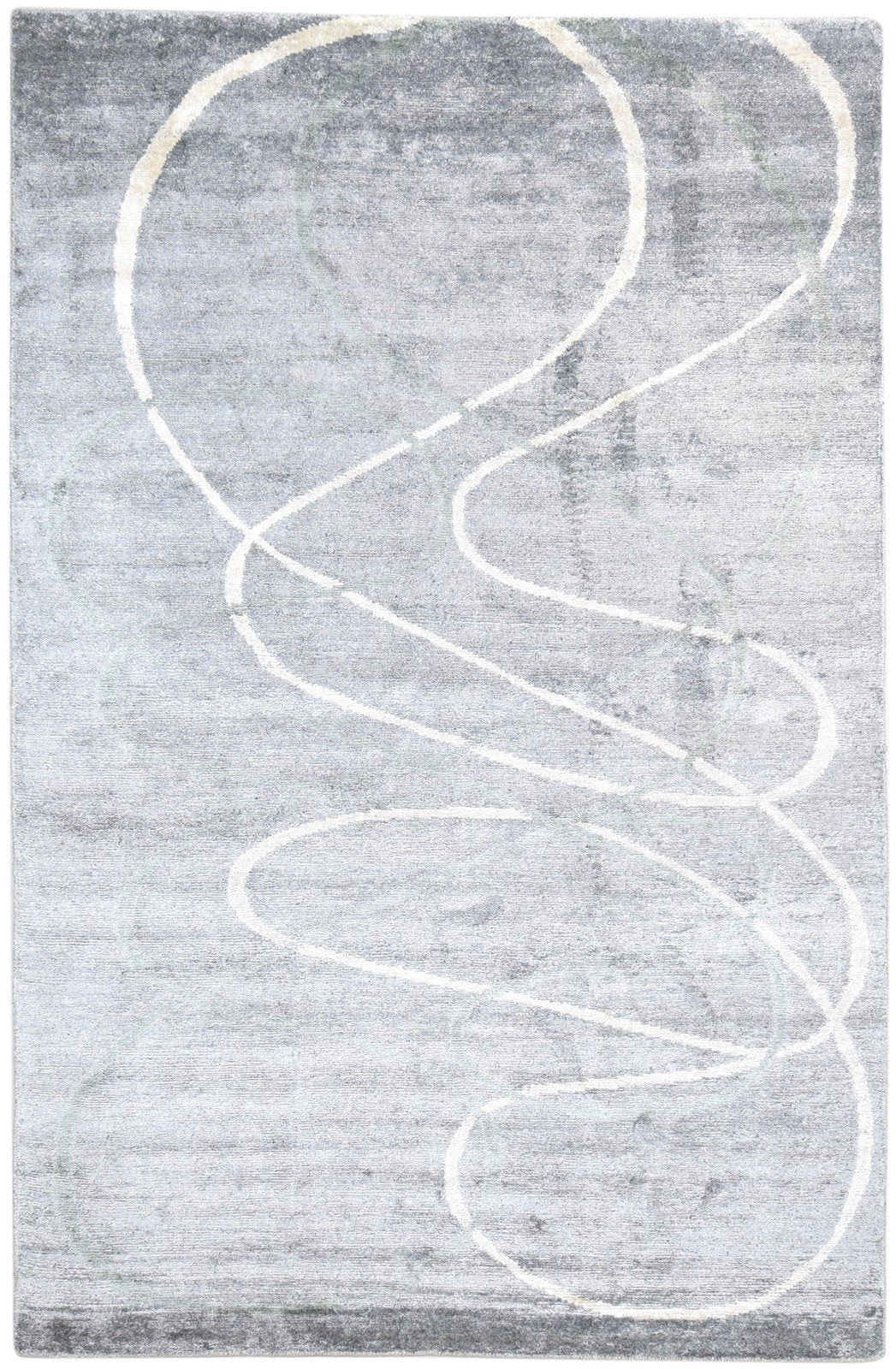 Grey Silk Rug 6' X 9' Modern Hand Knotted American Abstract Room Size Carpet   7865093652629