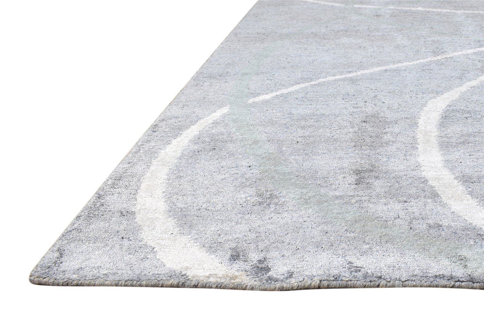 Grey Silk Rug 6' X 9' Modern Hand Knotted American Abstract Room Size Carpet   7865093652629