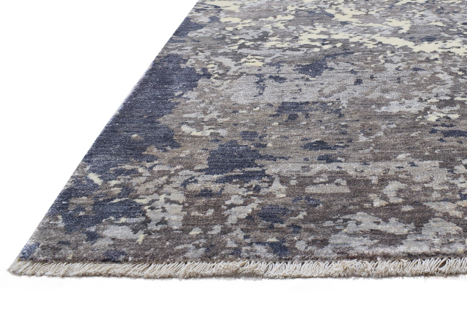 Grey Silk Rug 8' X 10' Modern Hand Knotted Indian Abstract Large Carpet   7864319967381