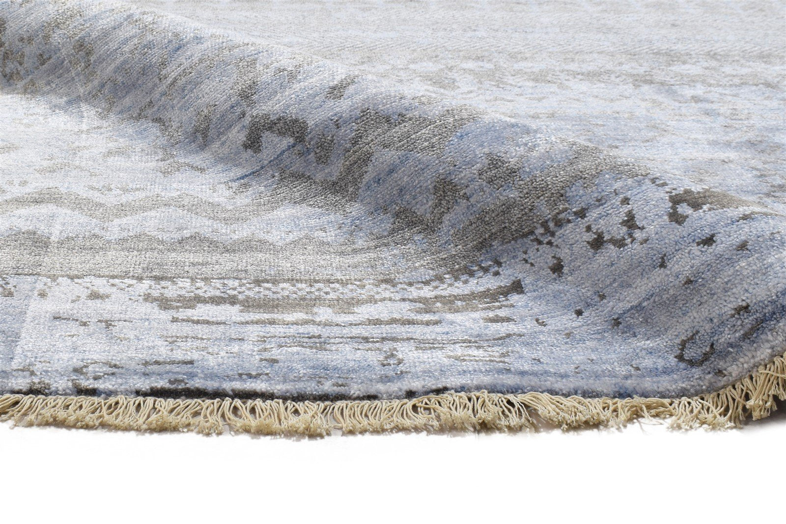 Grey Silk Rug 8' X 10' Modern Hand Knotted Scandinavian Abstract Large Carpet   7864319738005