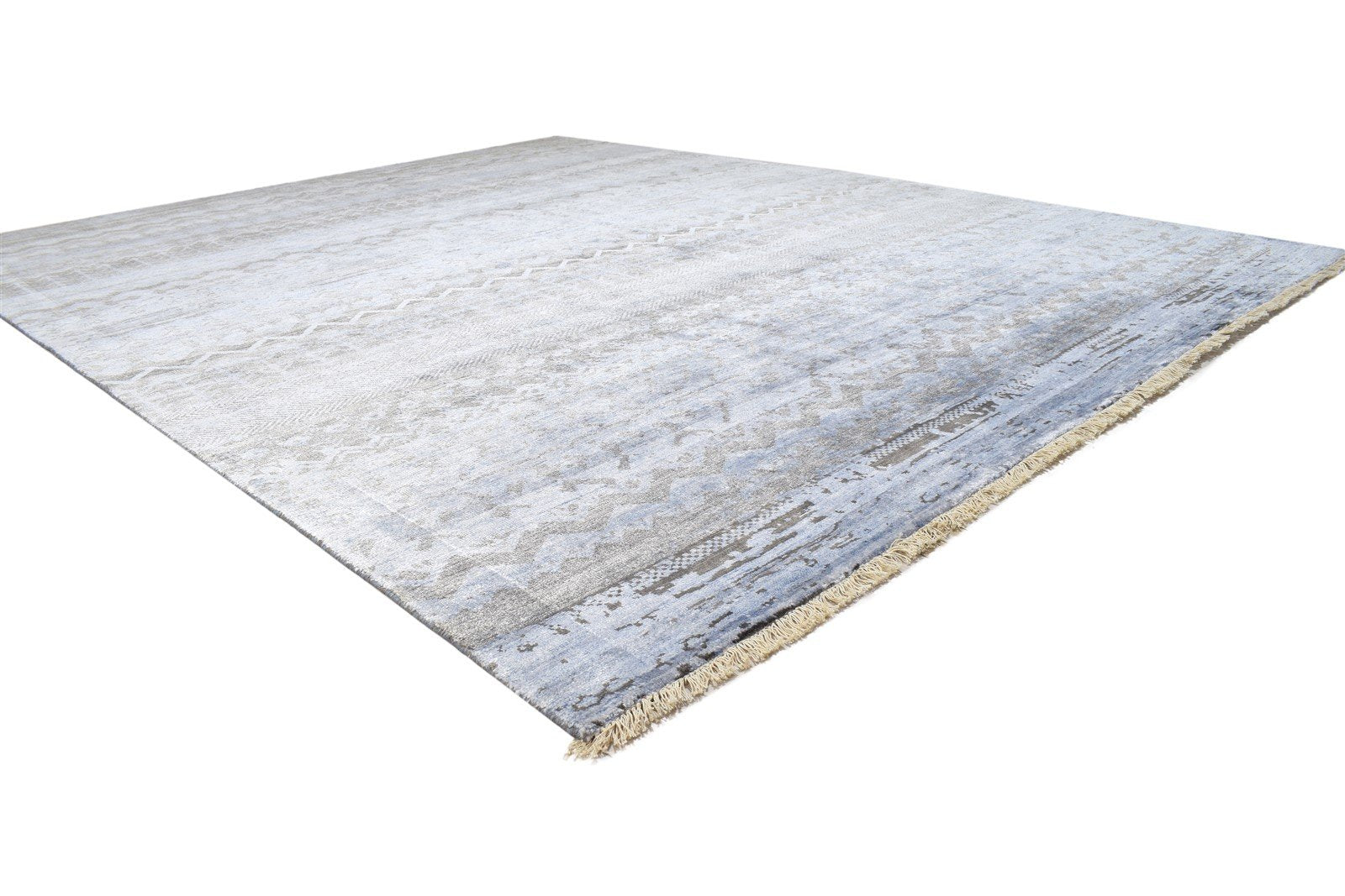 Grey Silk Rug 8' X 10' Modern Hand Knotted Scandinavian Abstract Large Carpet   7864319738005