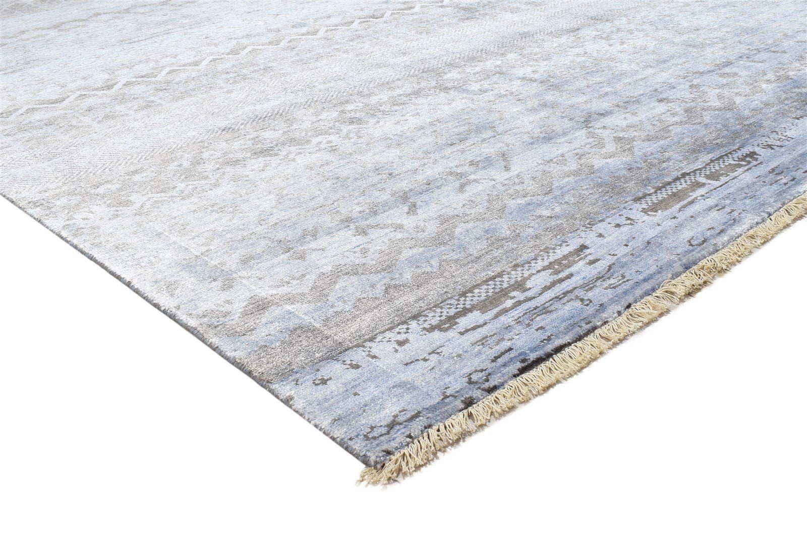 Grey Silk Rug 8' X 10' Modern Hand Knotted Scandinavian Abstract Large Carpet   7864319738005