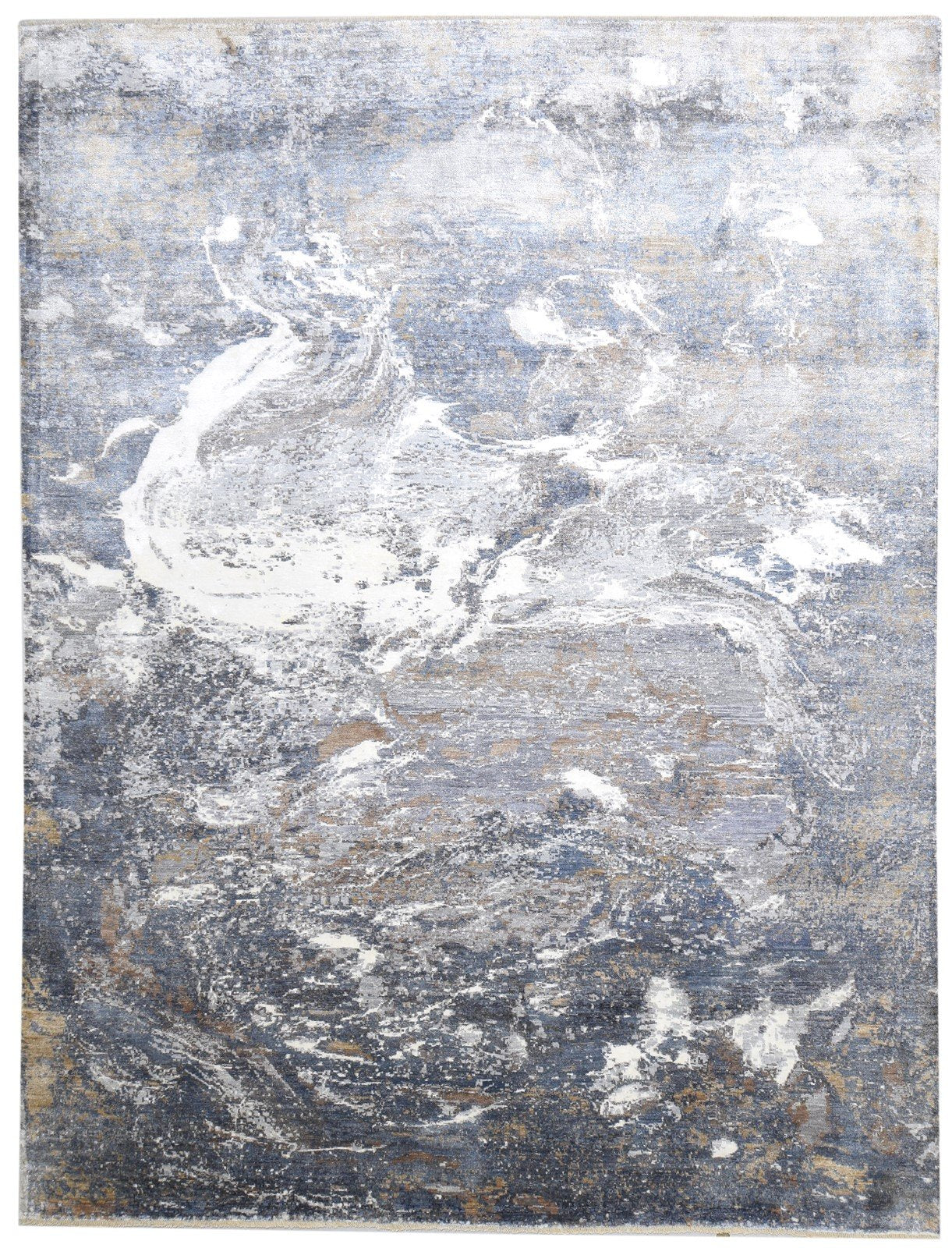 Grey Silk Rug 9' X 12' Modern Hand Knotted Indian Abstract Large Carpet   7864321245333