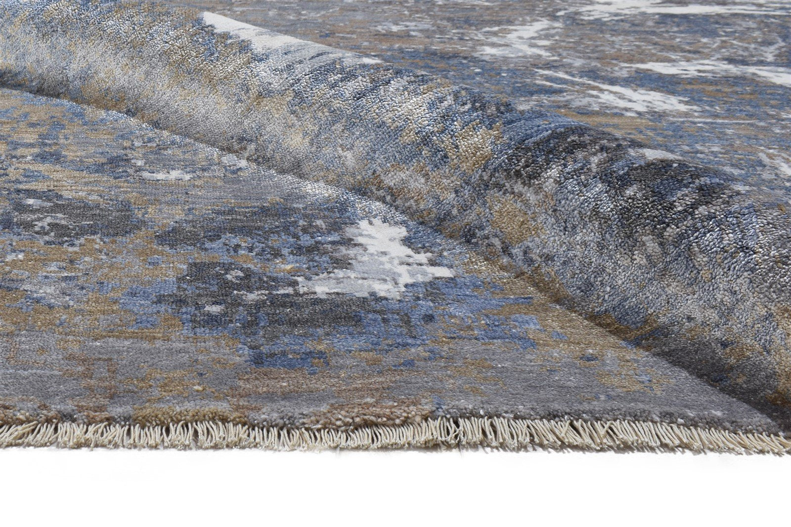 Grey Silk Rug 9' X 12' Modern Hand Knotted Indian Abstract Large Carpet   7864321245333