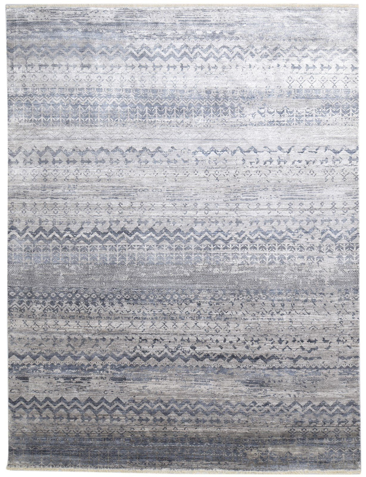Grey Silk Rug 9' X 12' Modern Hand Knotted Indian Oriental Large Carpet   7864194072725