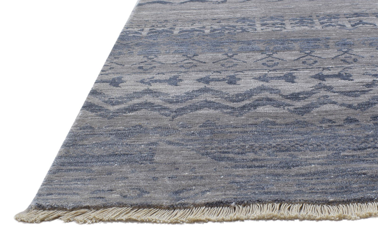 Grey Silk Rug 9' X 12' Modern Hand Knotted Indian Oriental Large Carpet   7864194072725