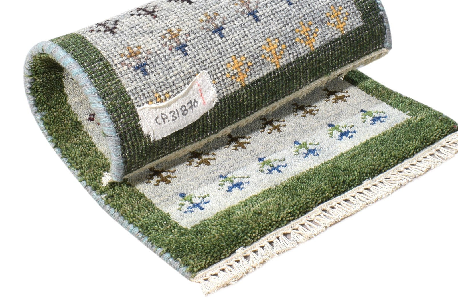 Grey Wool Rug 1' X 2' Modern Hand Knotted French Floral Small Carpet   7864547868821