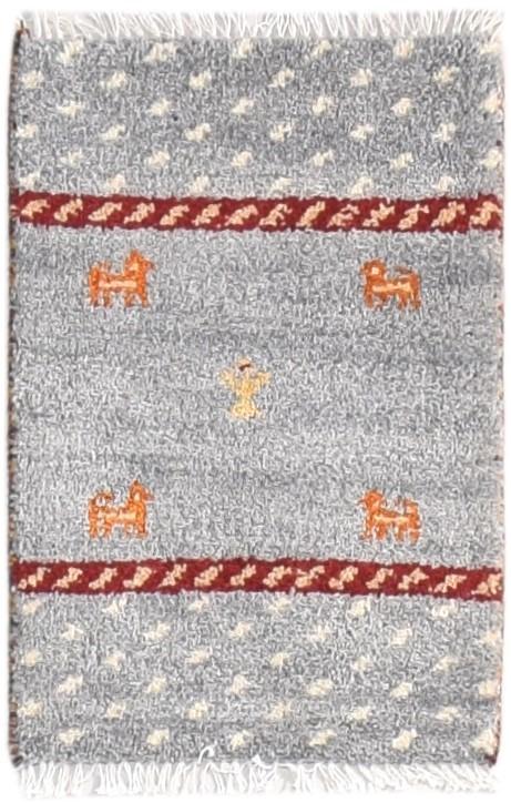 Grey Wool Rug 1' X 2' Persian Hand Knotted Southwestern Tribal Small Carpet   7865185042581