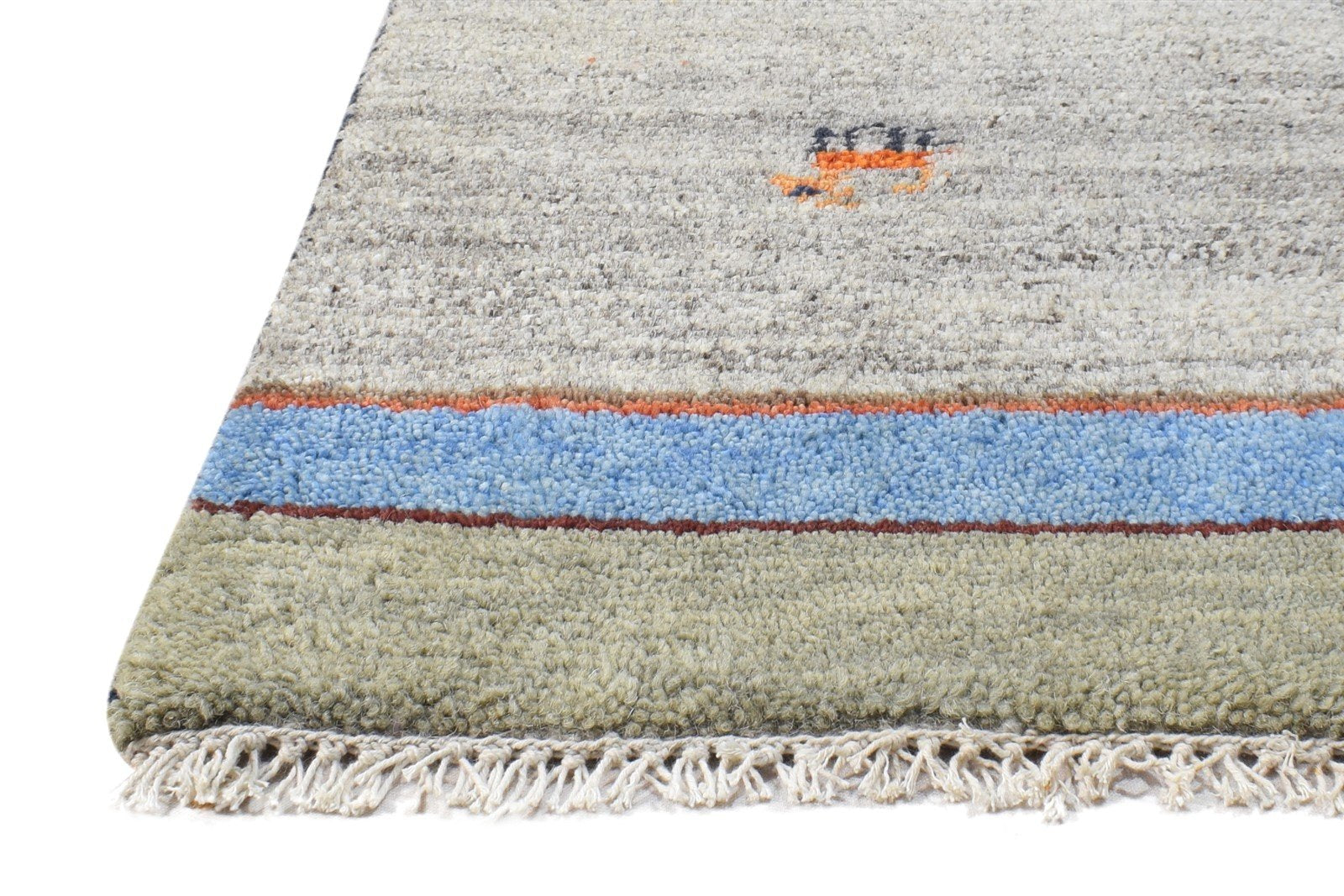 Grey Wool Rug 1' X 2' Southwestern Hand Knotted American Tribal Small Carpet   7865057640597