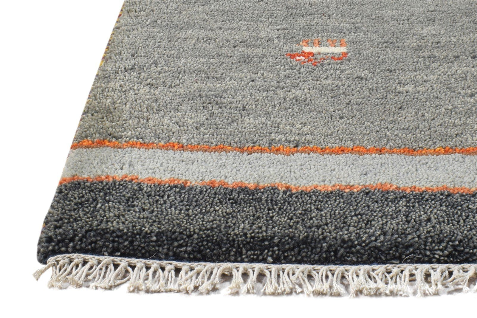 Grey Wool Rug 1' X 2' Southwestern Hand Knotted American Tribal Small Carpet   7865060589717