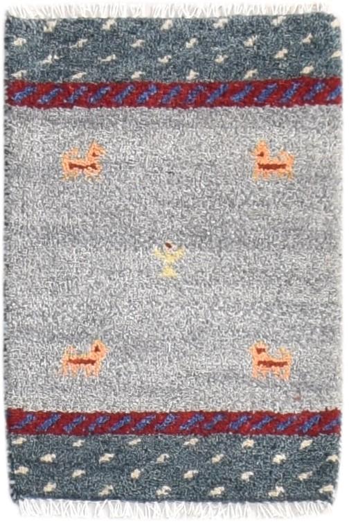 Grey Wool Rug 1' X 2' Southwestern Hand Knotted American Tribal Small Carpet   7865089196181