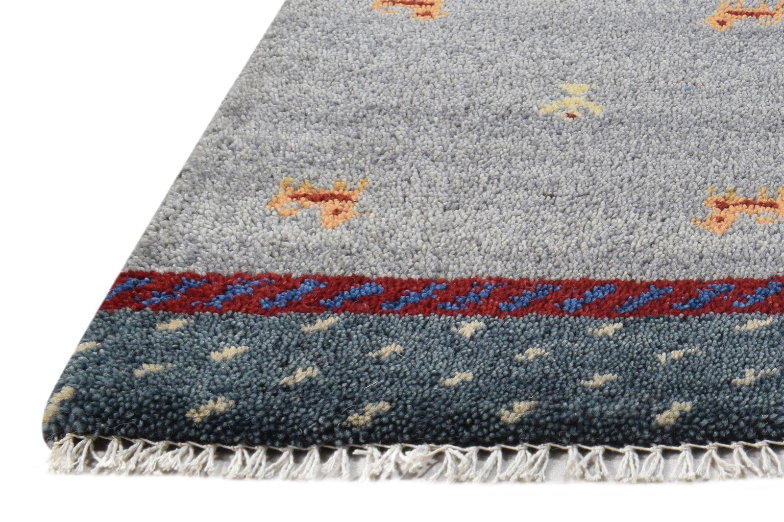 Grey Wool Rug 1' X 2' Southwestern Hand Knotted American Tribal Small Carpet   7865089196181
