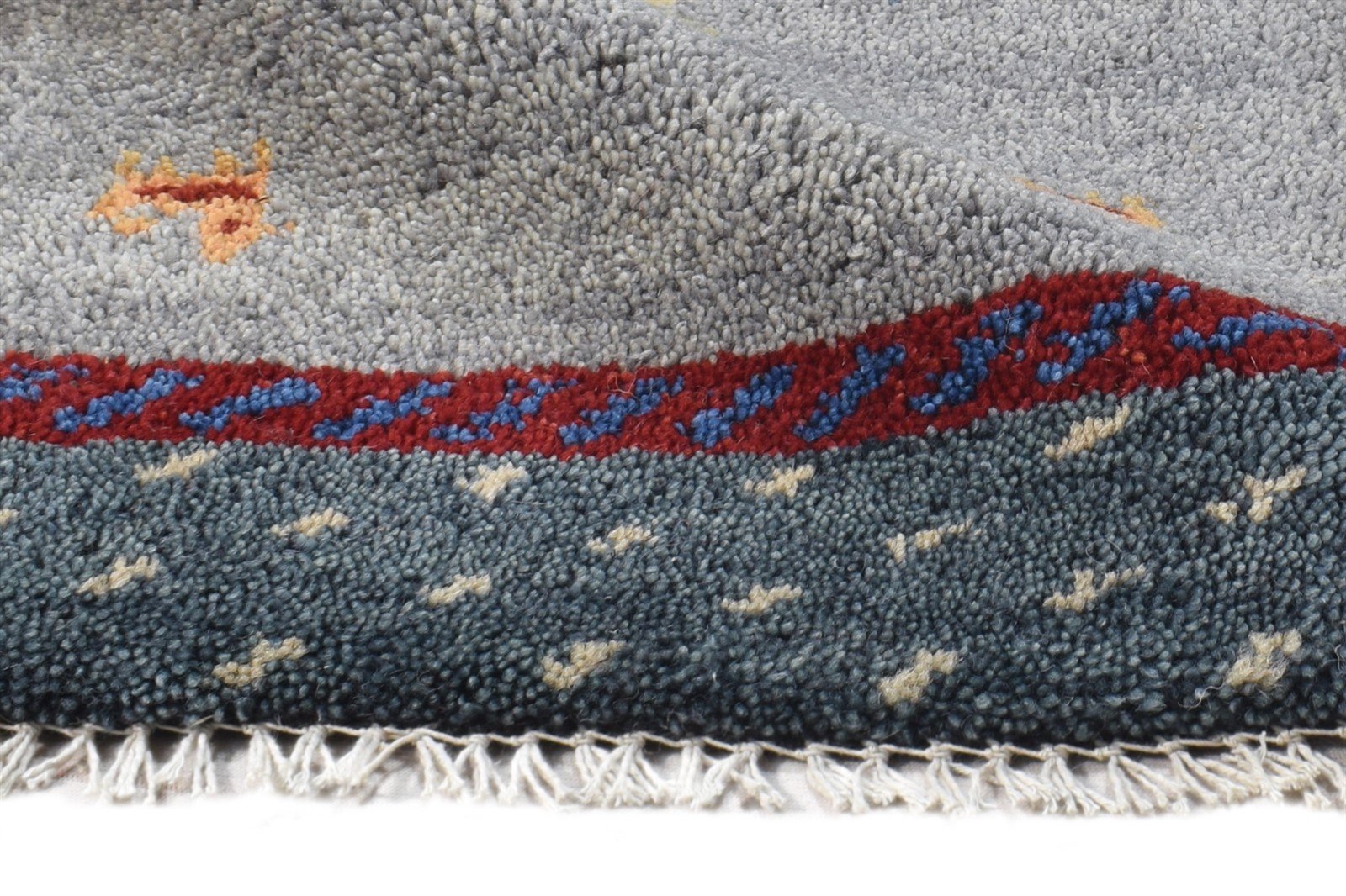 Grey Wool Rug 1' X 2' Southwestern Hand Knotted American Tribal Small Carpet   7865089196181