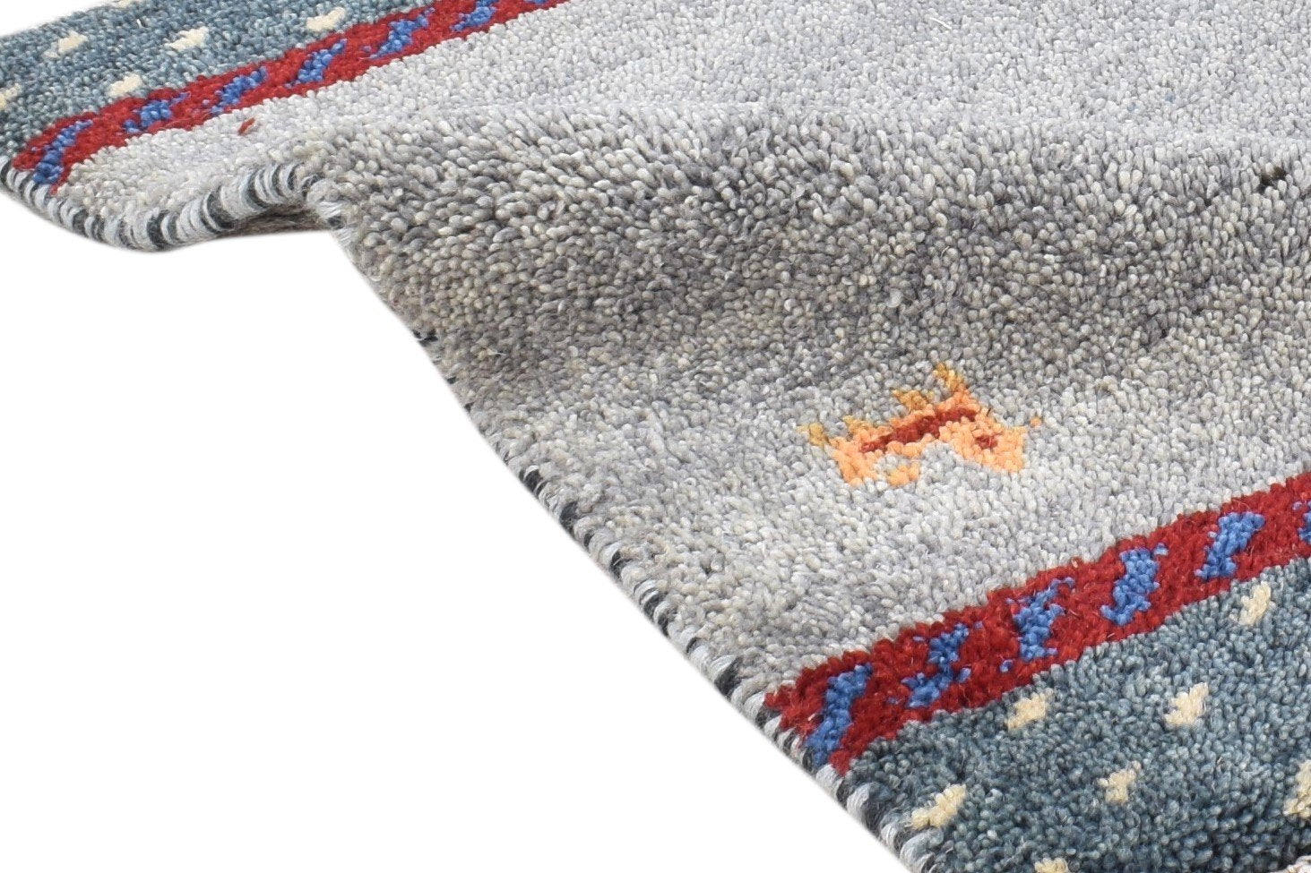 Grey Wool Rug 1' X 2' Southwestern Hand Knotted American Tribal Small Carpet   7865089196181