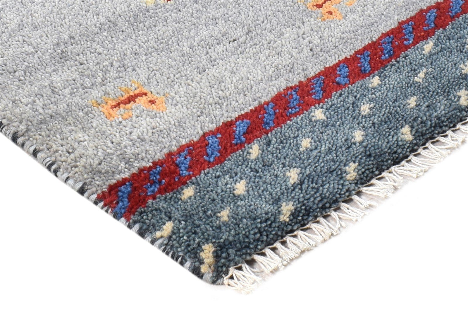Grey Wool Rug 1' X 2' Southwestern Hand Knotted American Tribal Small Carpet   7865089196181