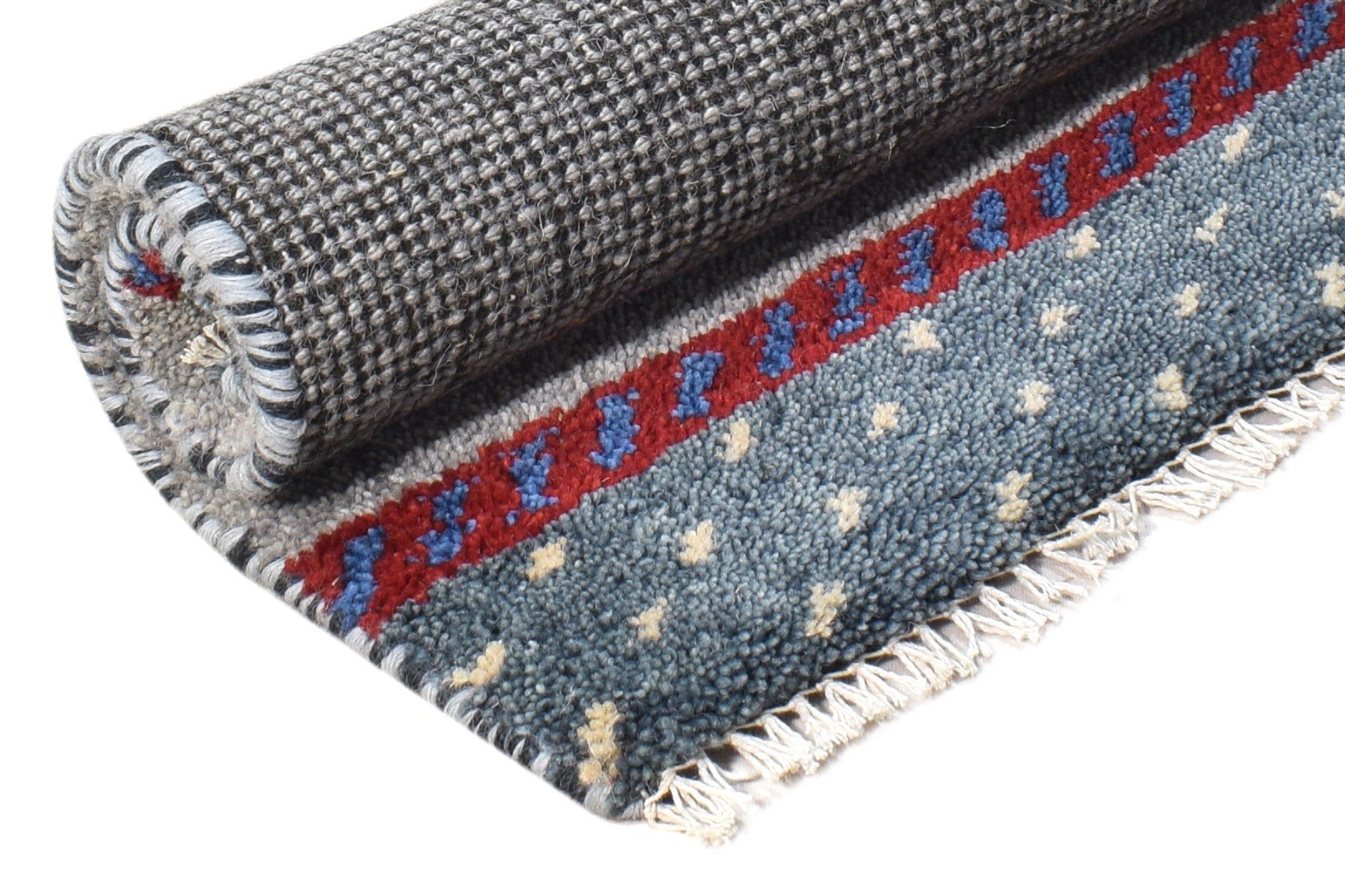 Grey Wool Rug 1' X 2' Southwestern Hand Knotted American Tribal Small Carpet   7865089196181