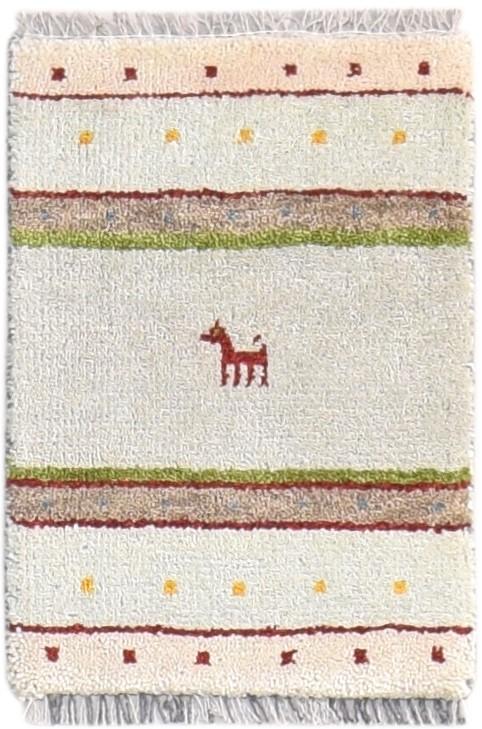 Grey Wool Rug 1' X 2' Southwestern Hand Knotted Gabbeh Striped Small Carpet   7865090605205