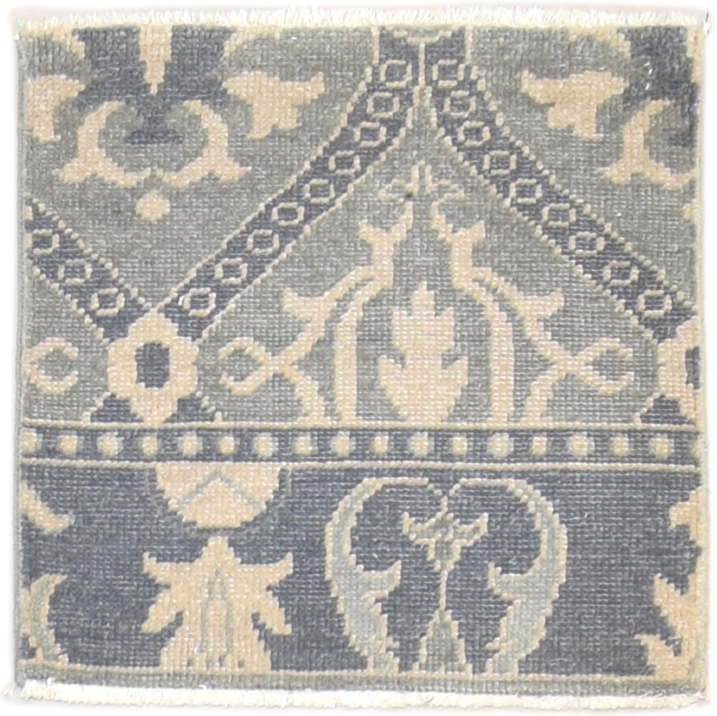 Grey Wool Rug 2' X 2' Persian Hand Knotted Kashan Oriental Small Carpet   7864106451093