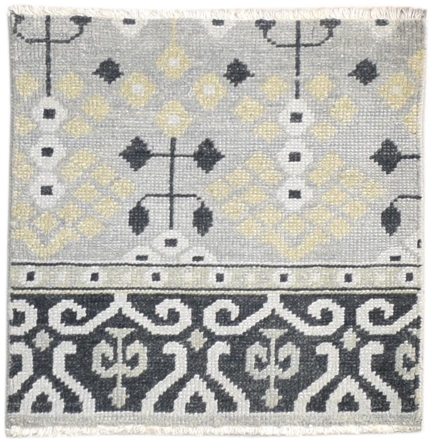 Grey Wool Rug 2' X 2' Persian Hand Knotted Sarouk-Indian Oriental Small Carpet   7864930074773