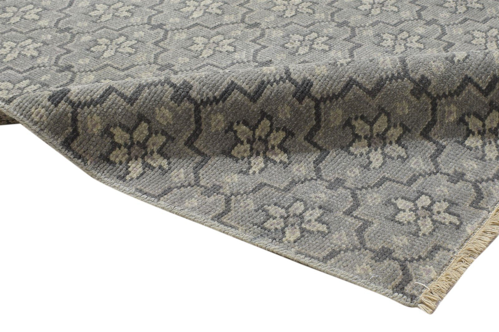 Grey Wool Rug 2' X 3' Modern Hand Knotted Moroccan Trellis Small Carpet   7864086954133