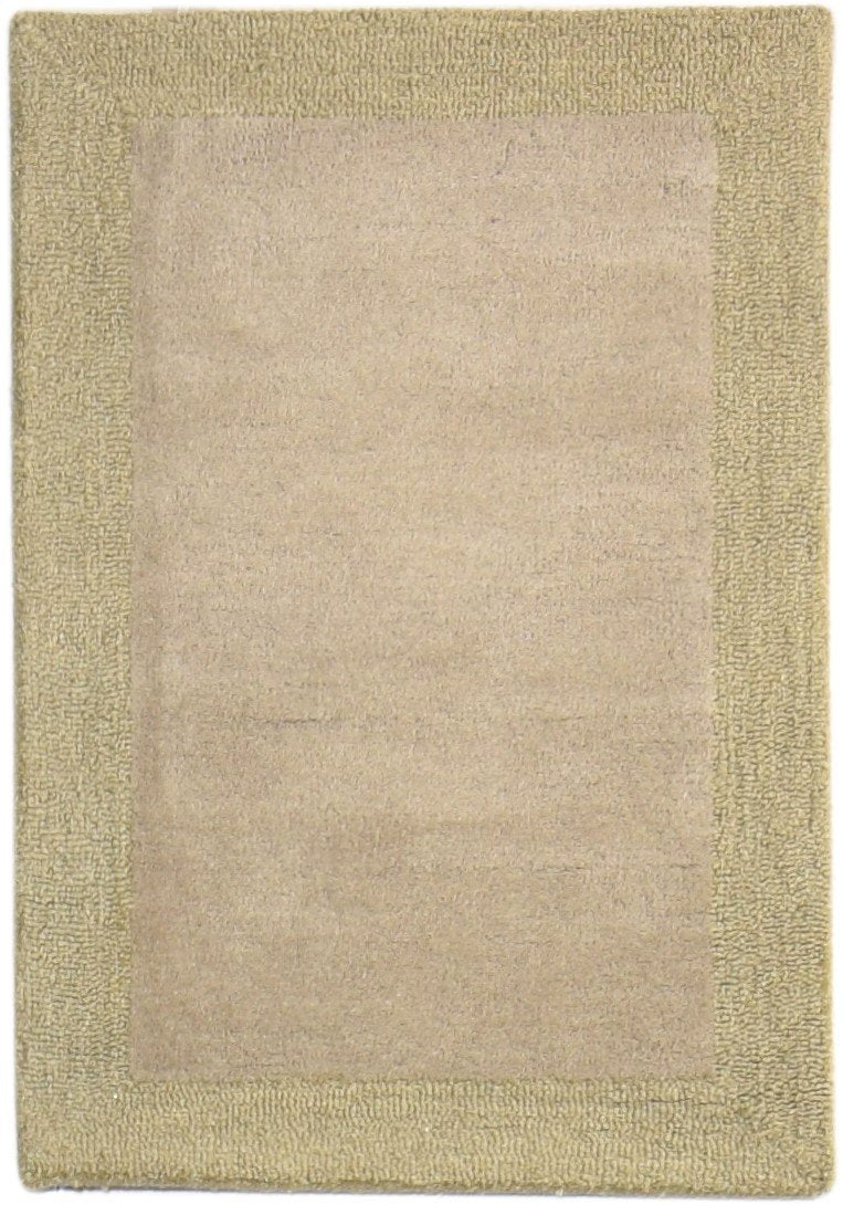 Grey Wool Rug 2' X 3' Modern Hand Tufted Scandinavian Bordered Small Carpet   7865076514965