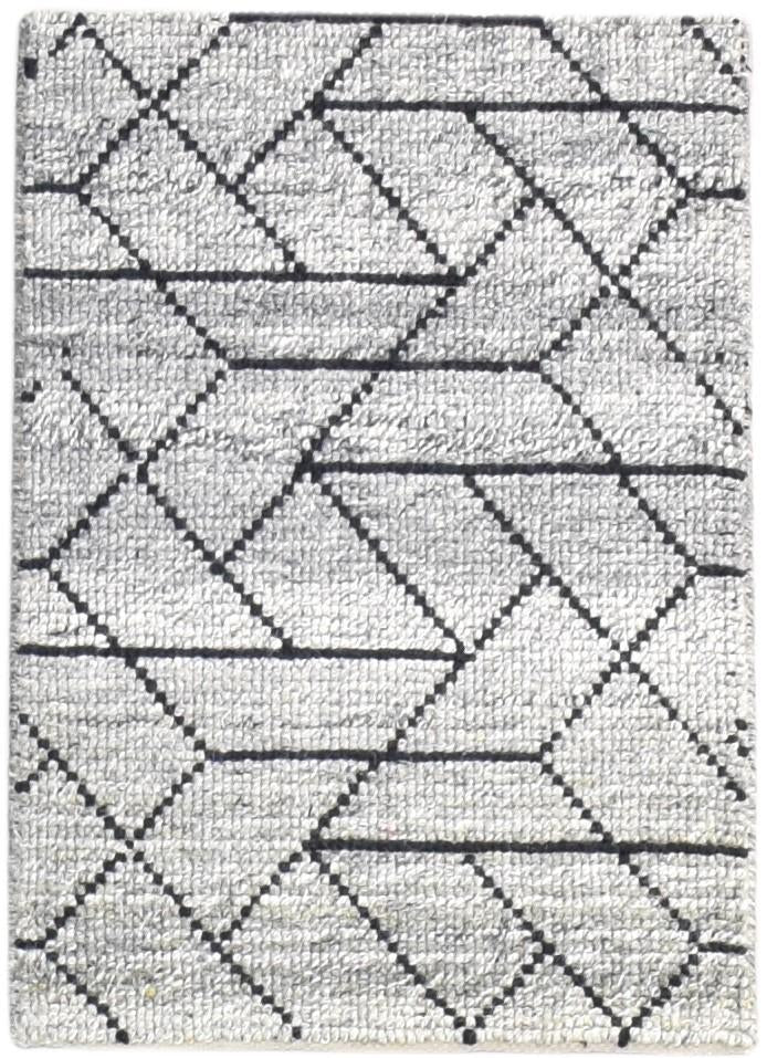 Grey Wool Rug 2' X 3' Modern Handloom Scandinavian Nordic Small Carpet   7865135366293