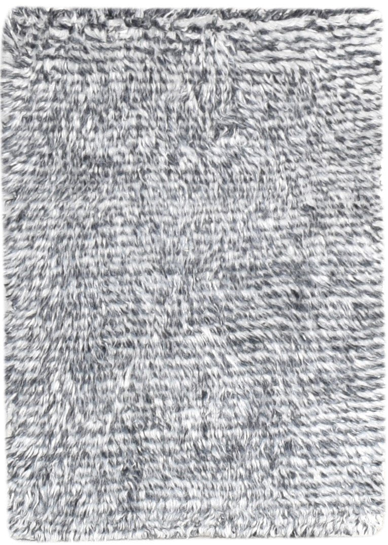 Grey Wool Rug 2' X 3' Shag Hand Knotted Scandinavian Solid Small Carpet   7865123602581